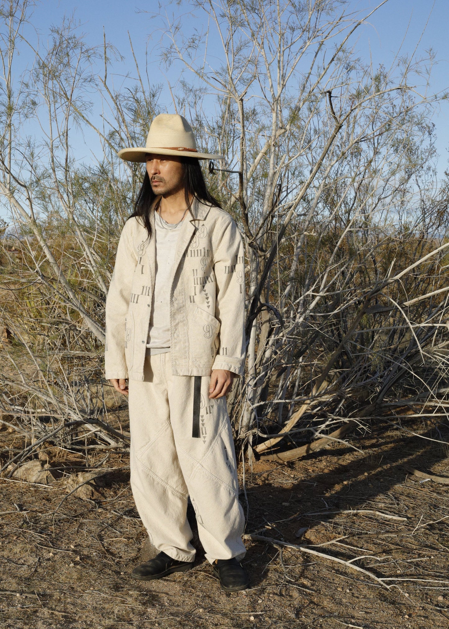Hand Stamped One Mile Linen Jacket No.3 Medium