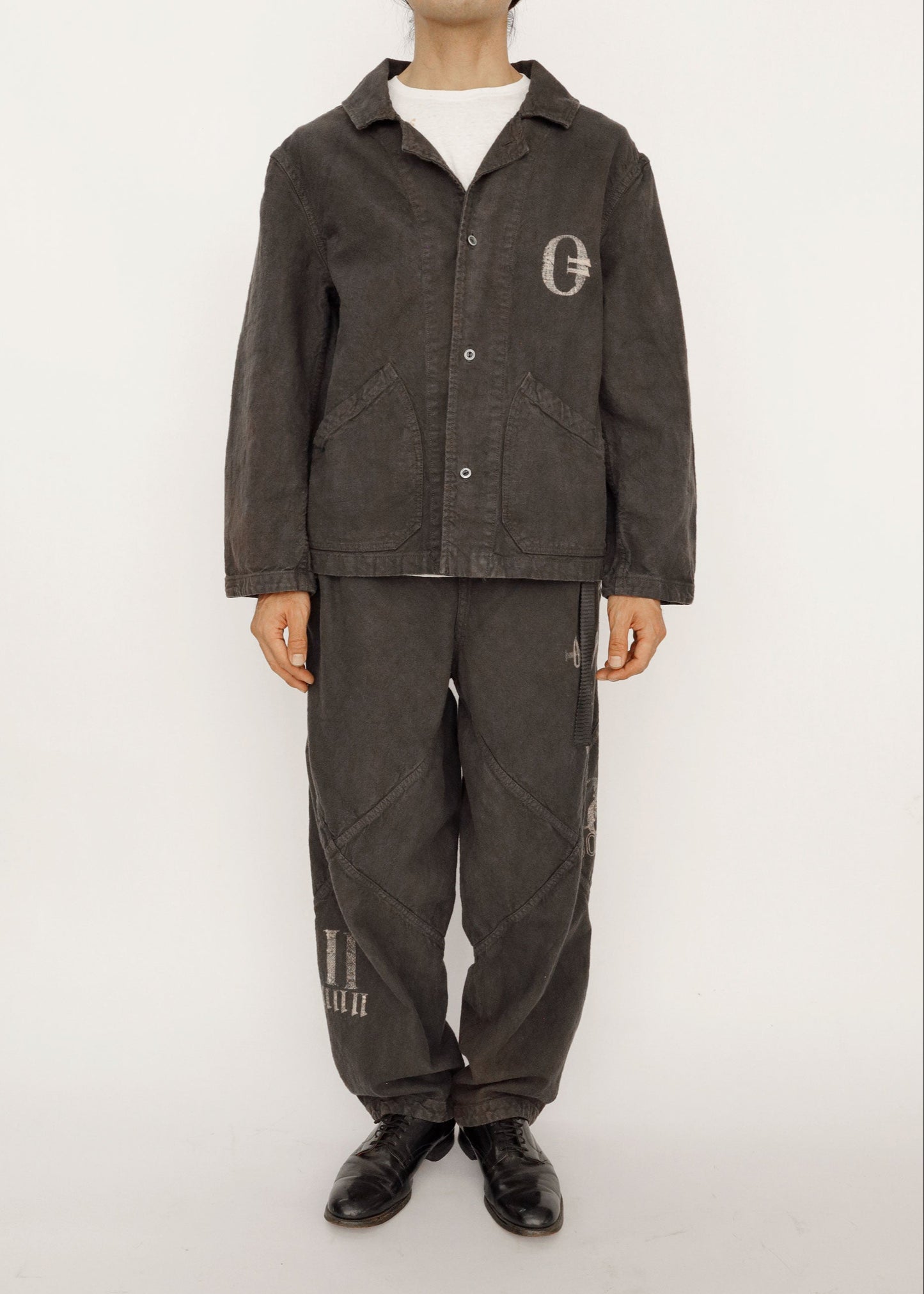 Hand Stamped One Mile Linen Pants BLK M