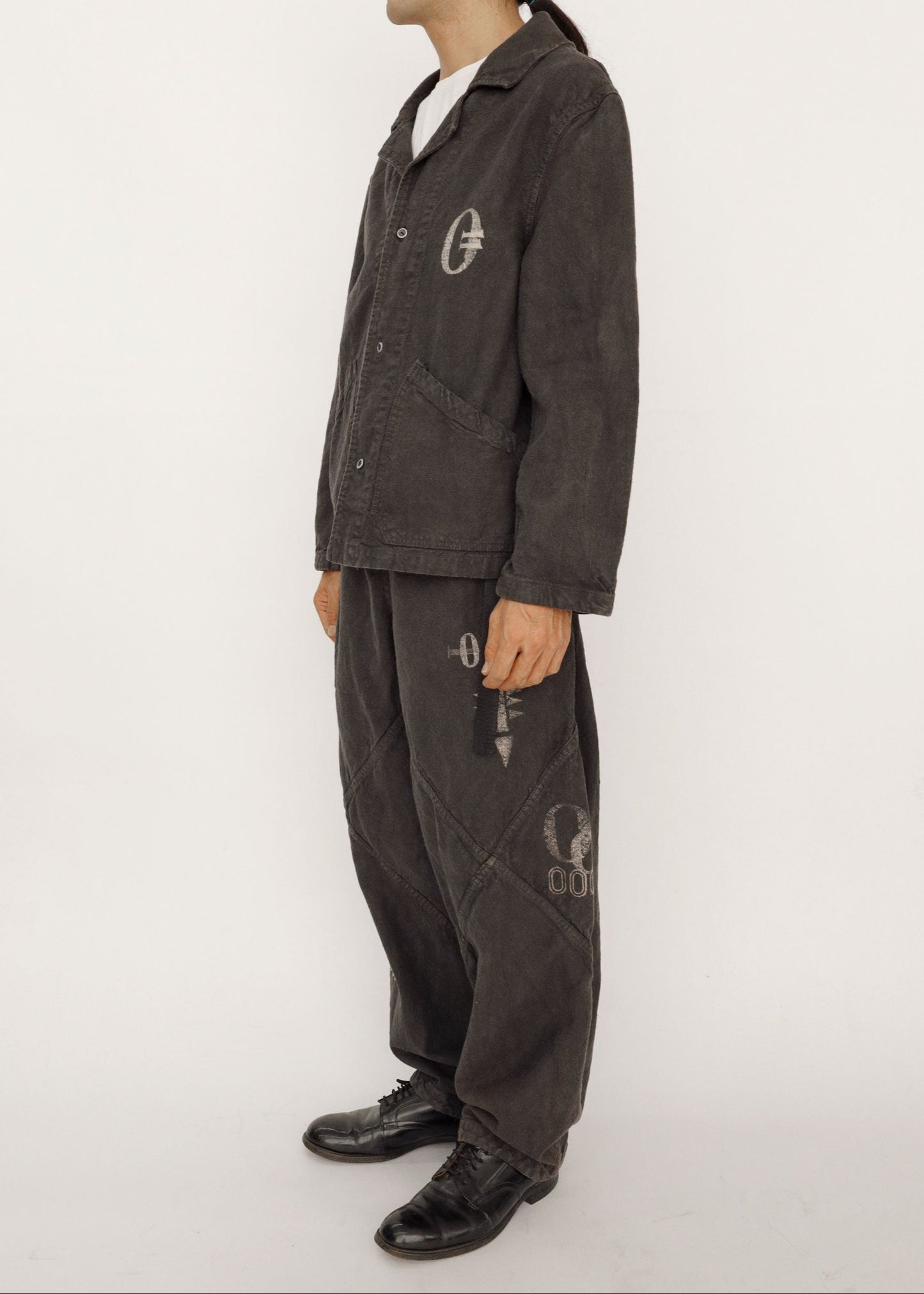 Hand Stamped One Mile Linen Pants BLK M