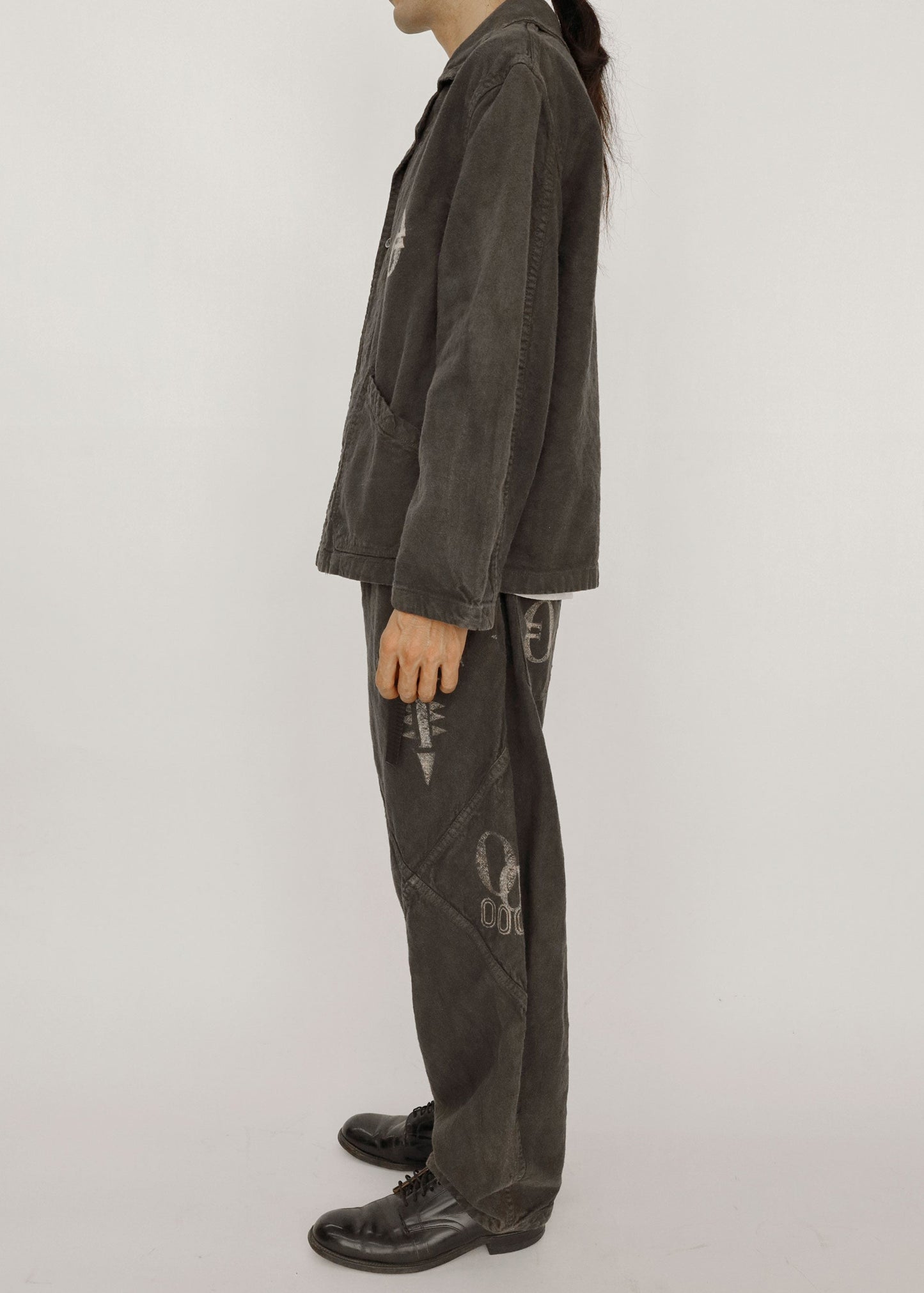 Hand Stamped One Mile Linen Pants BLK M