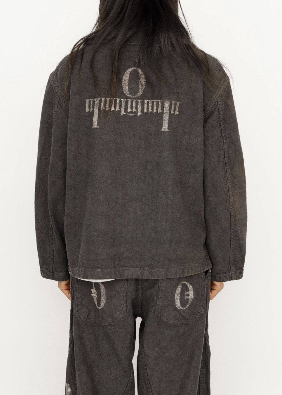 Hand Stamped One Mile Linen Jacket BLK M