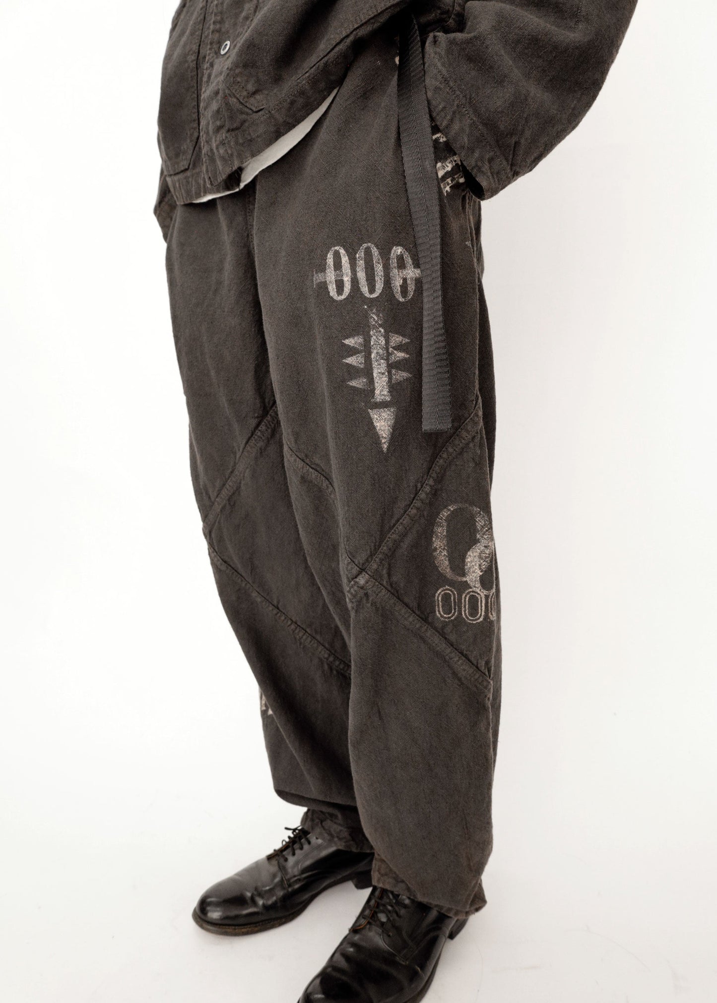 Hand Stamped One Mile Linen Pants BLK M