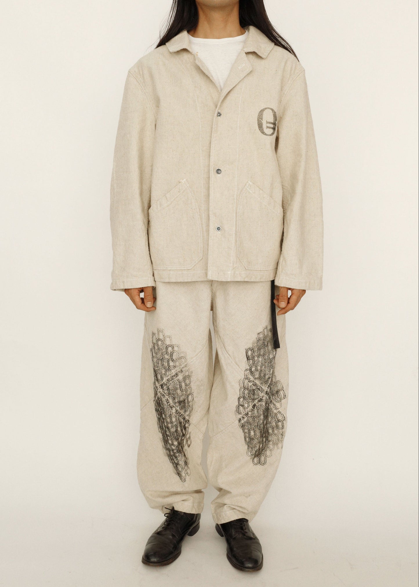 Hand Stamped One Mile Linen Pants Ivory M