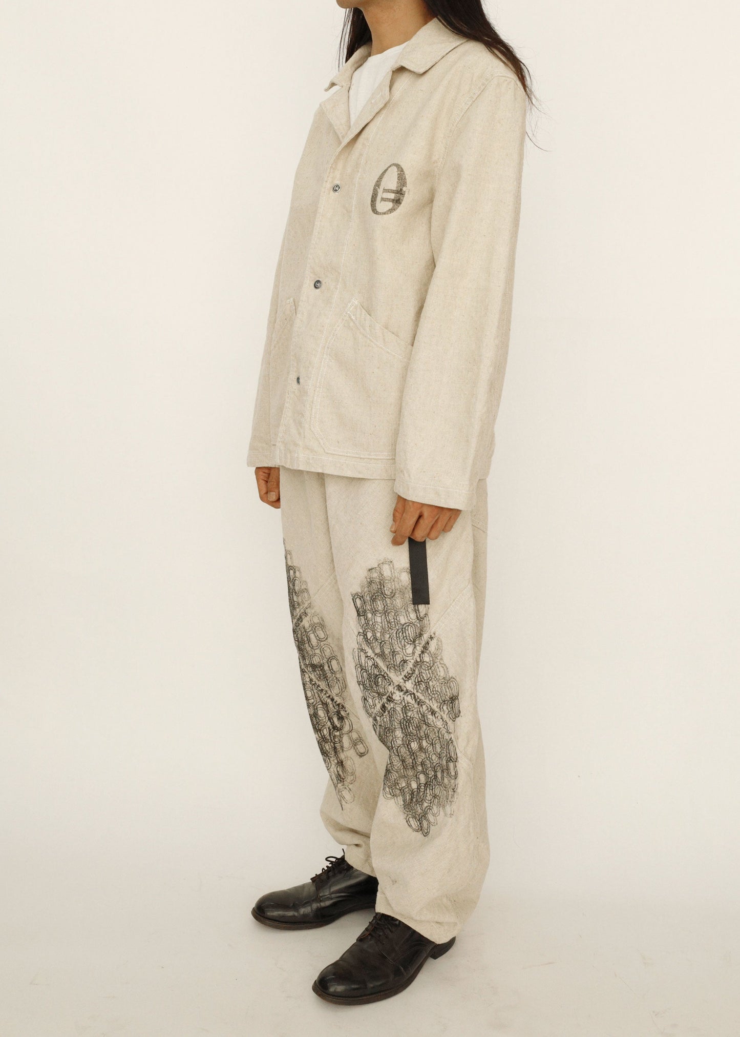 Hand Stamped One Mile Linen Pants Ivory M