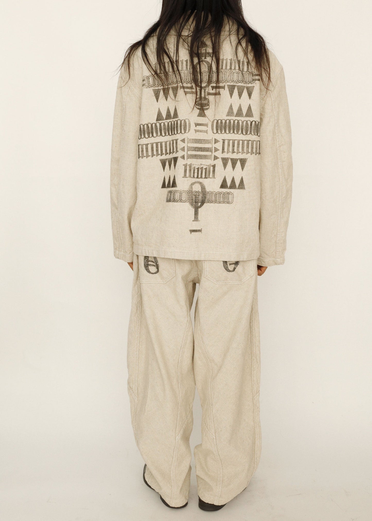 Hand Stamped One Mile Linen Pants Ivory M