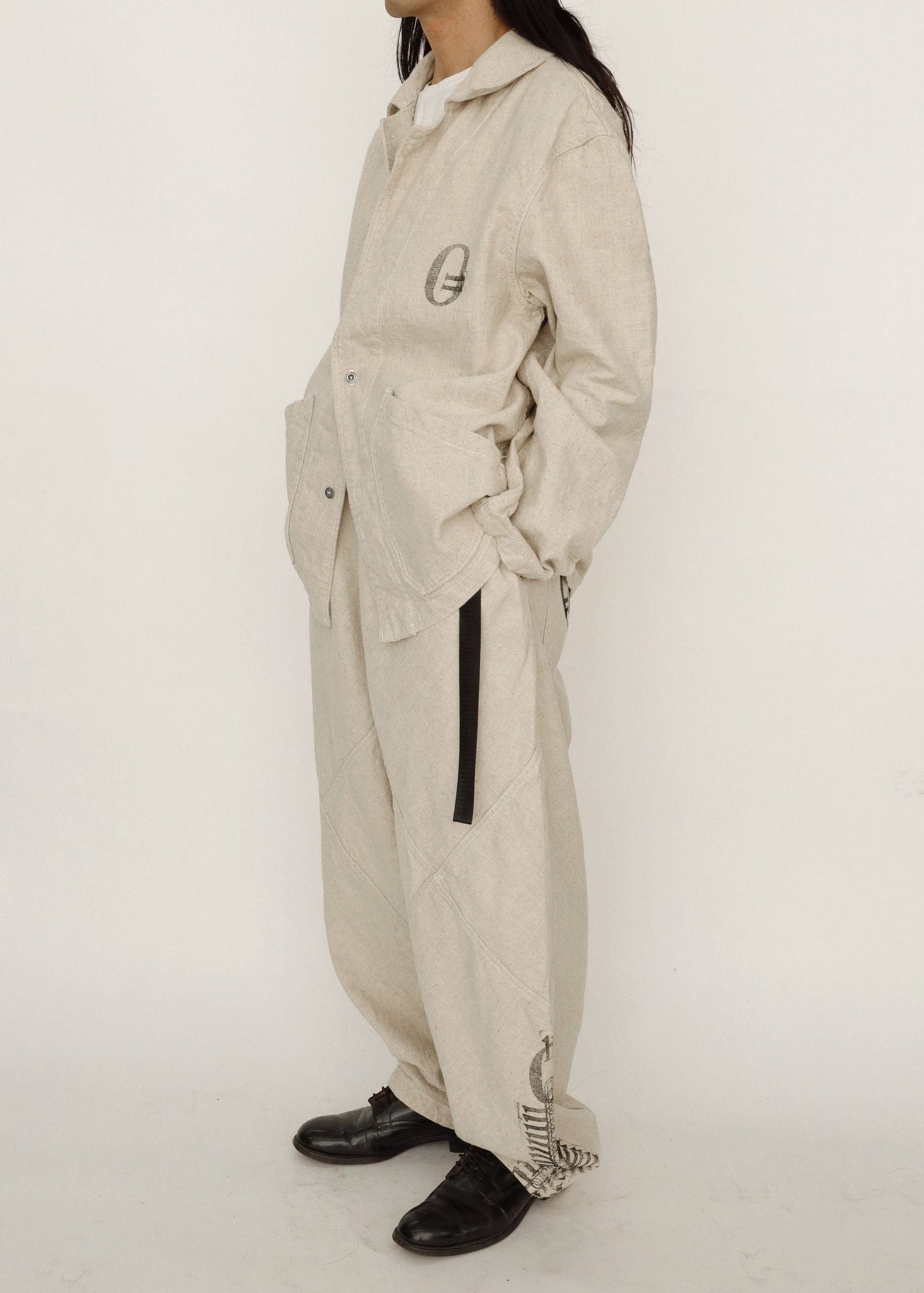 Hand Stamped One Mile Linen Pants Ivory L