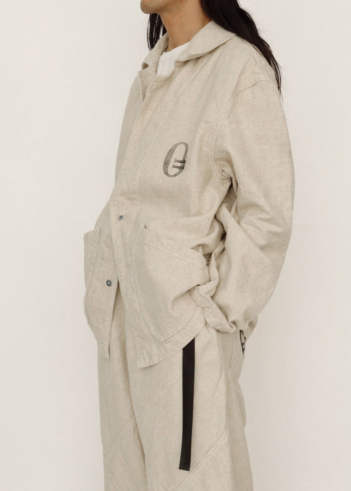 Hand Stamped One Mile Linen Jacket Ivory L