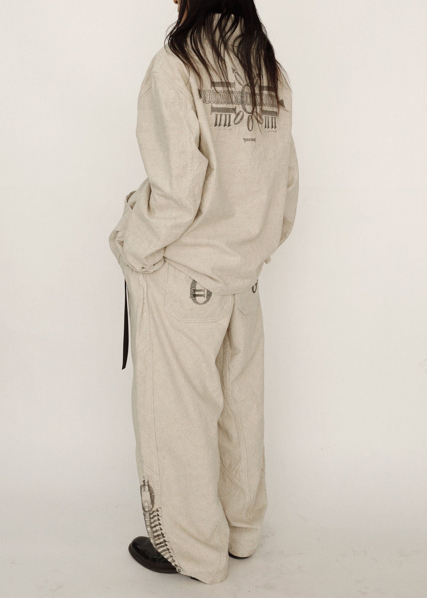 Hand Stamped One Mile Linen Pants Ivory L