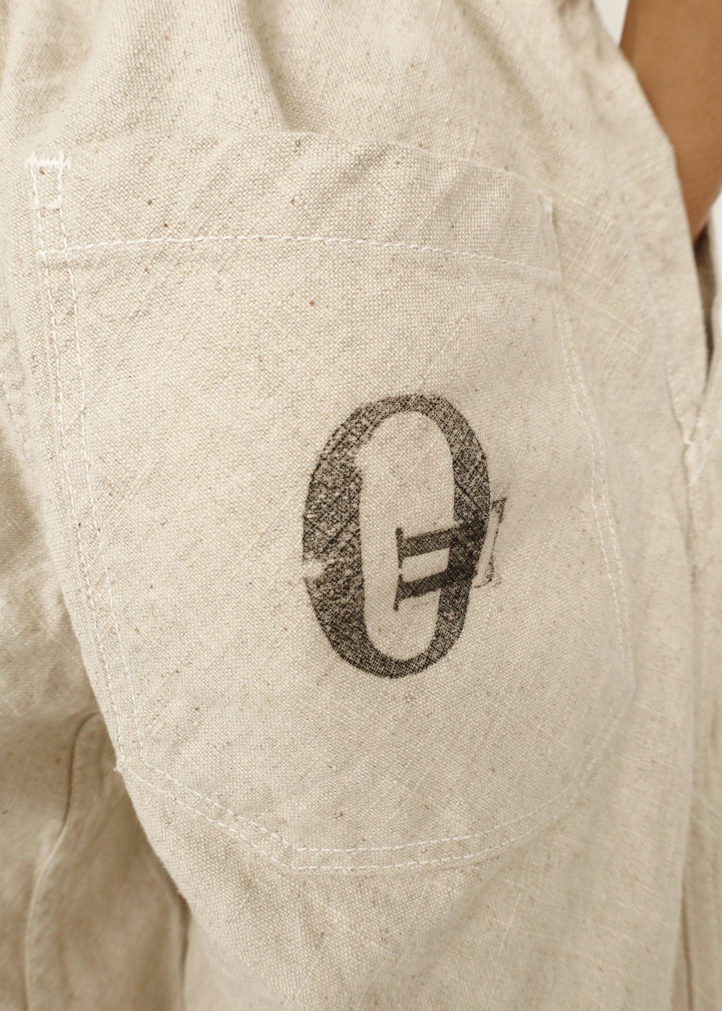 Hand Stamped One Mile Linen Pants Ivory L