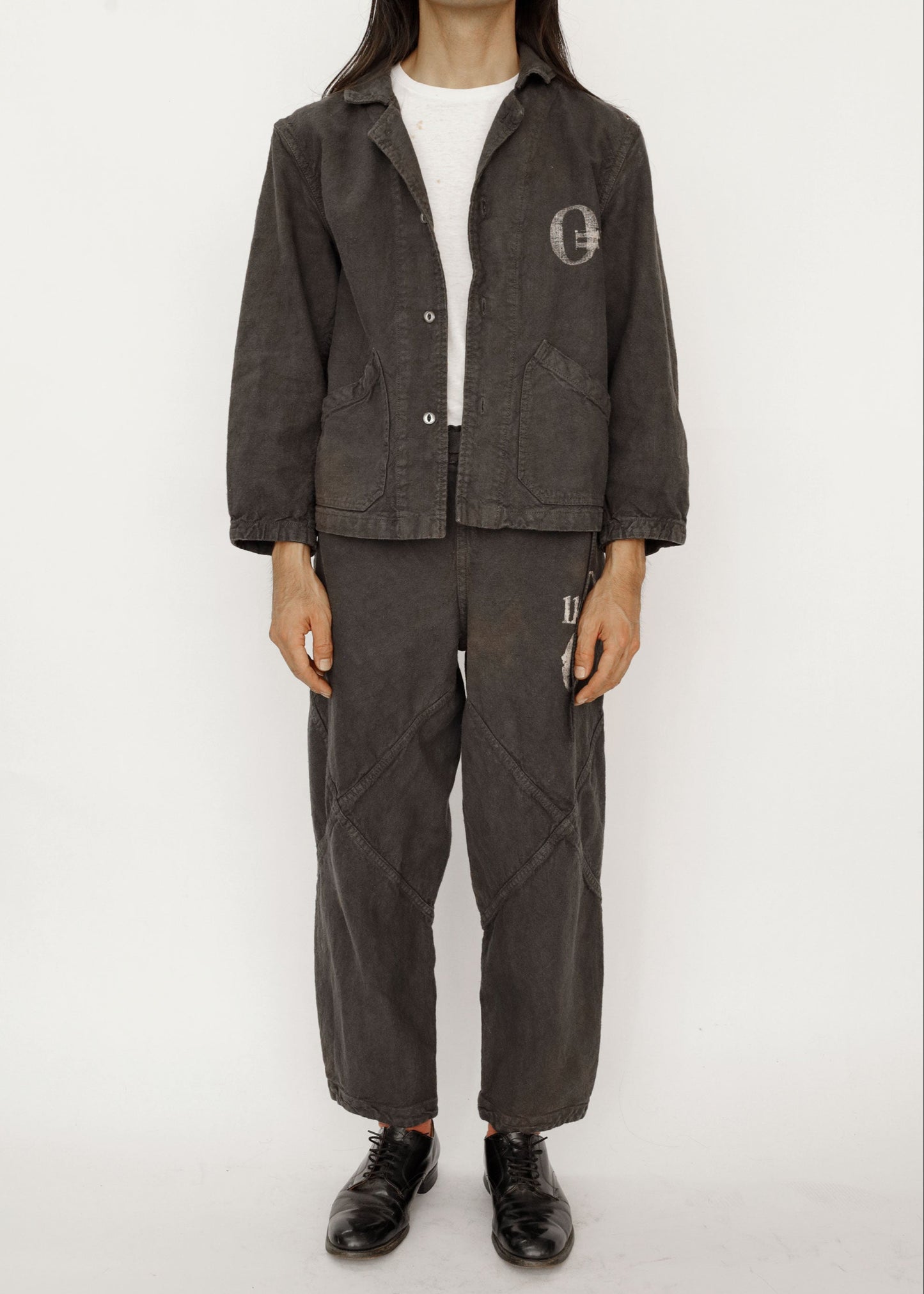 Hand Stamped One Mile Linen Pants BLK S