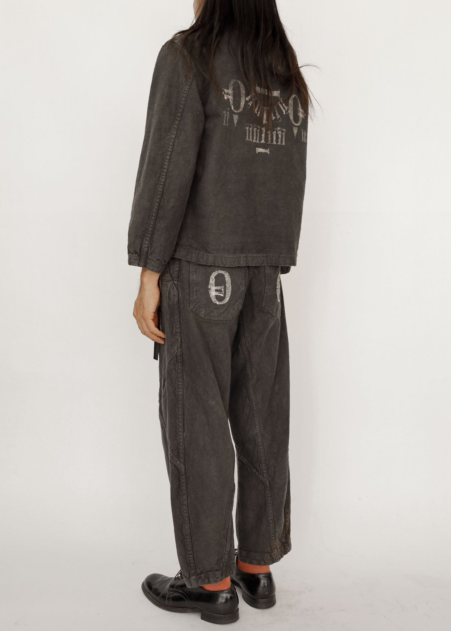 Hand Stamped One Mile Linen Pants BLK S