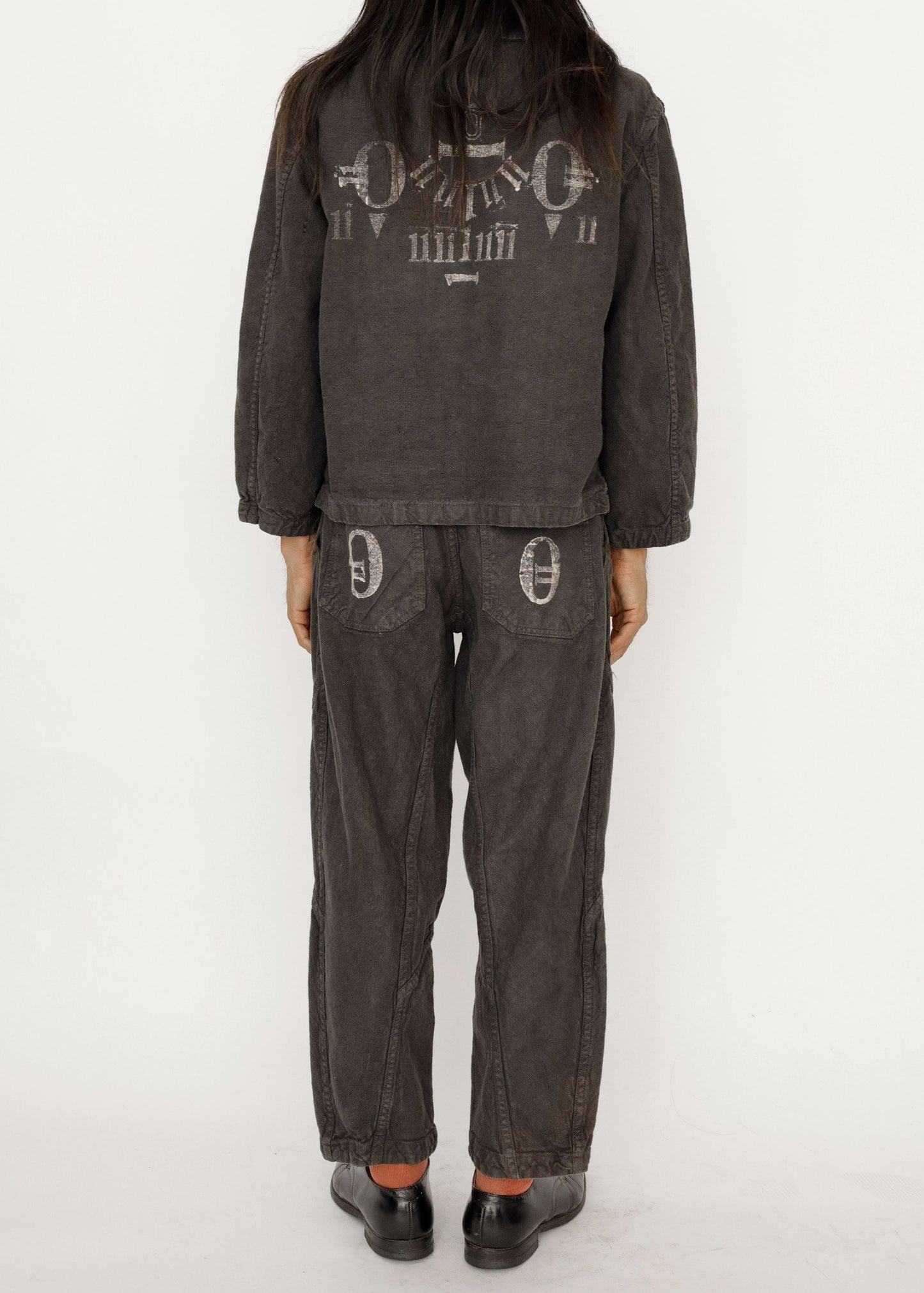 Hand Stamped One Mile Linen Pants BLK S
