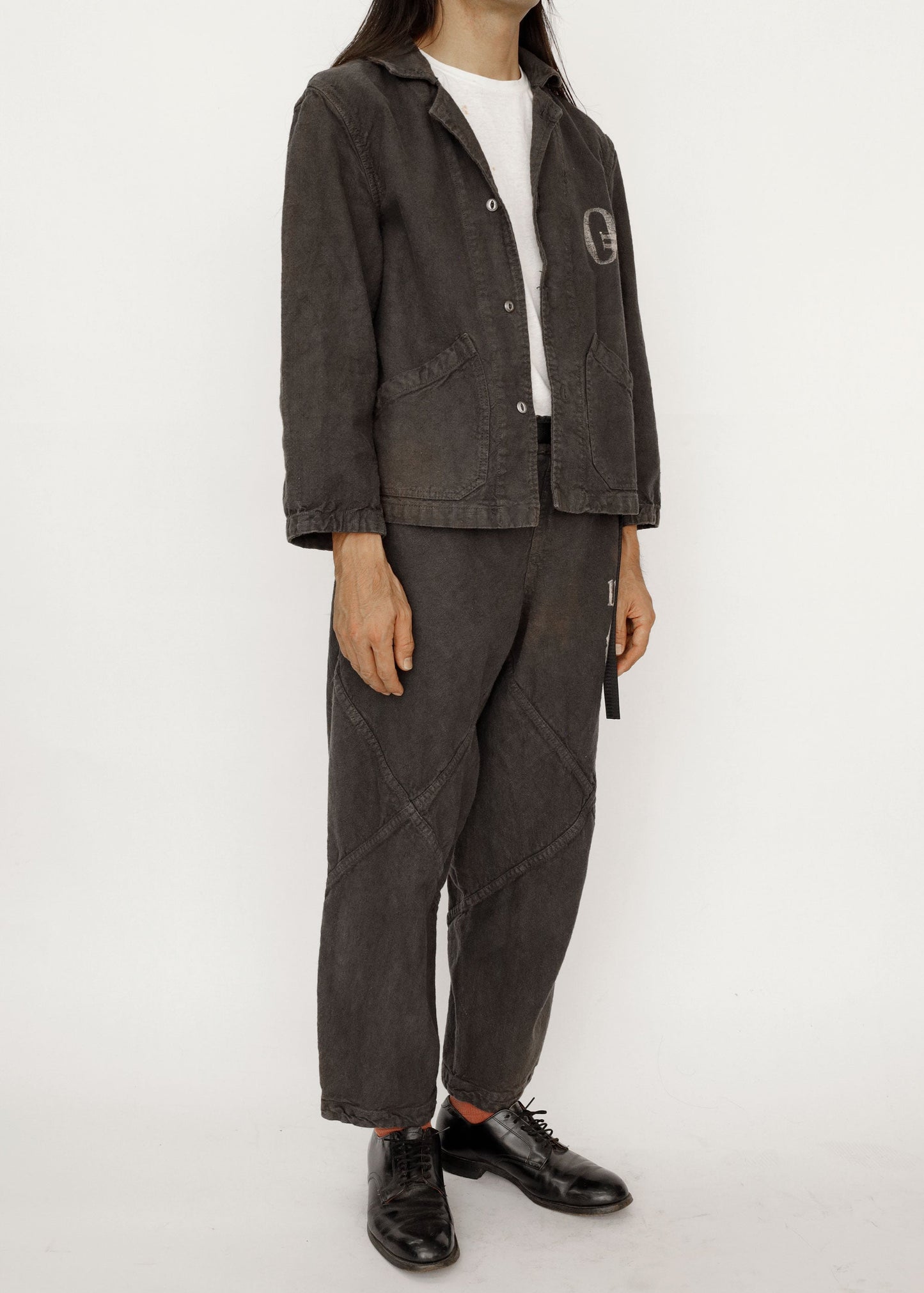Hand Stamped One Mile Linen Pants BLK S
