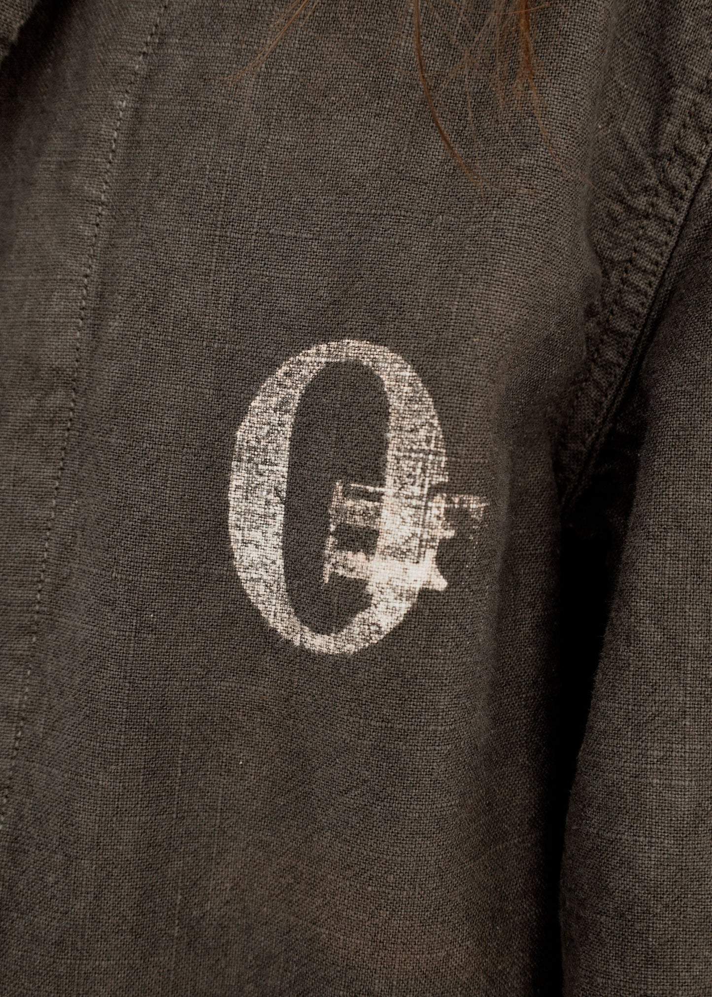 Hand Stamped One Mile Linen Jacket BLK L