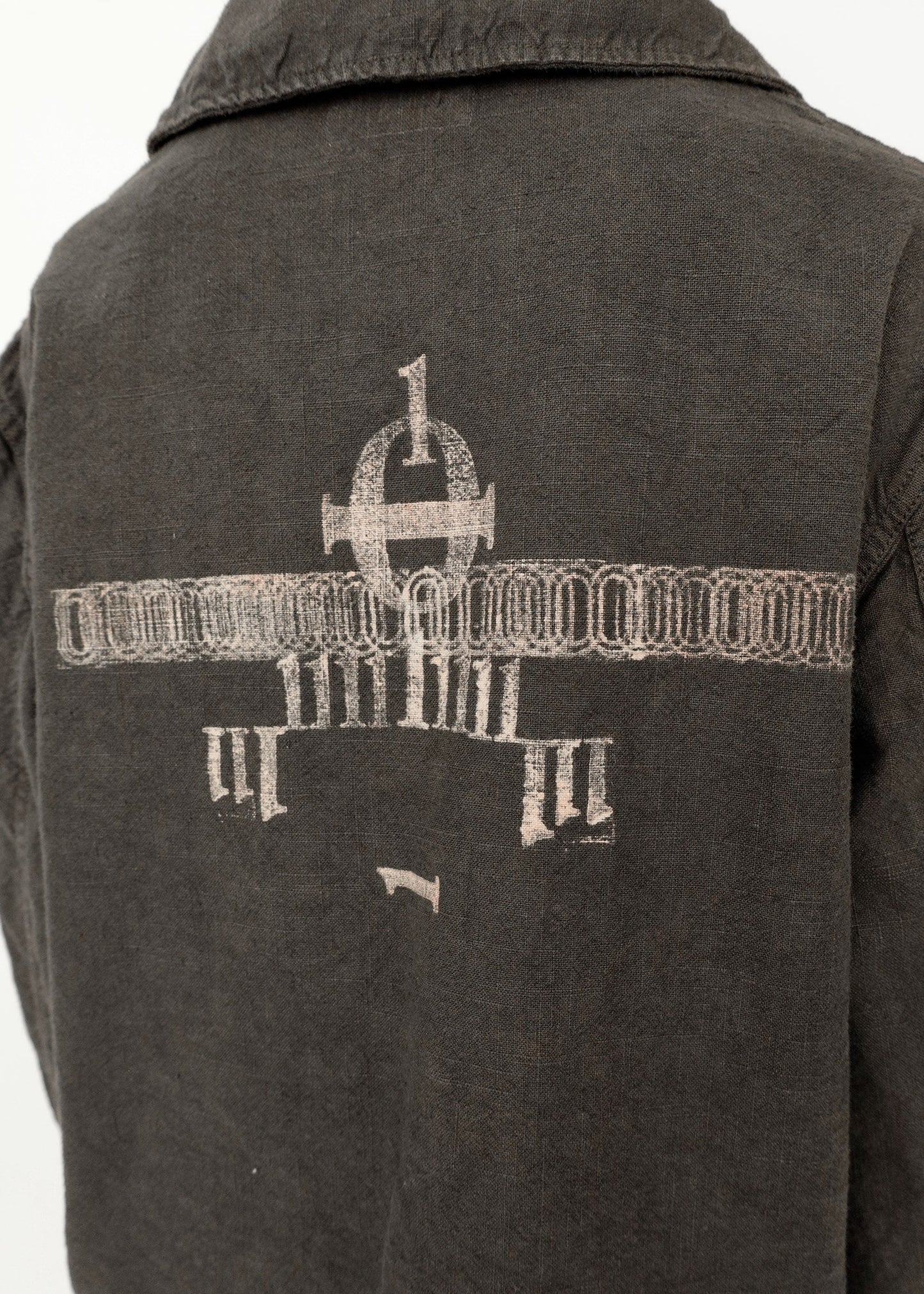 Hand Stamped One Mile Linen Jacket BLK L