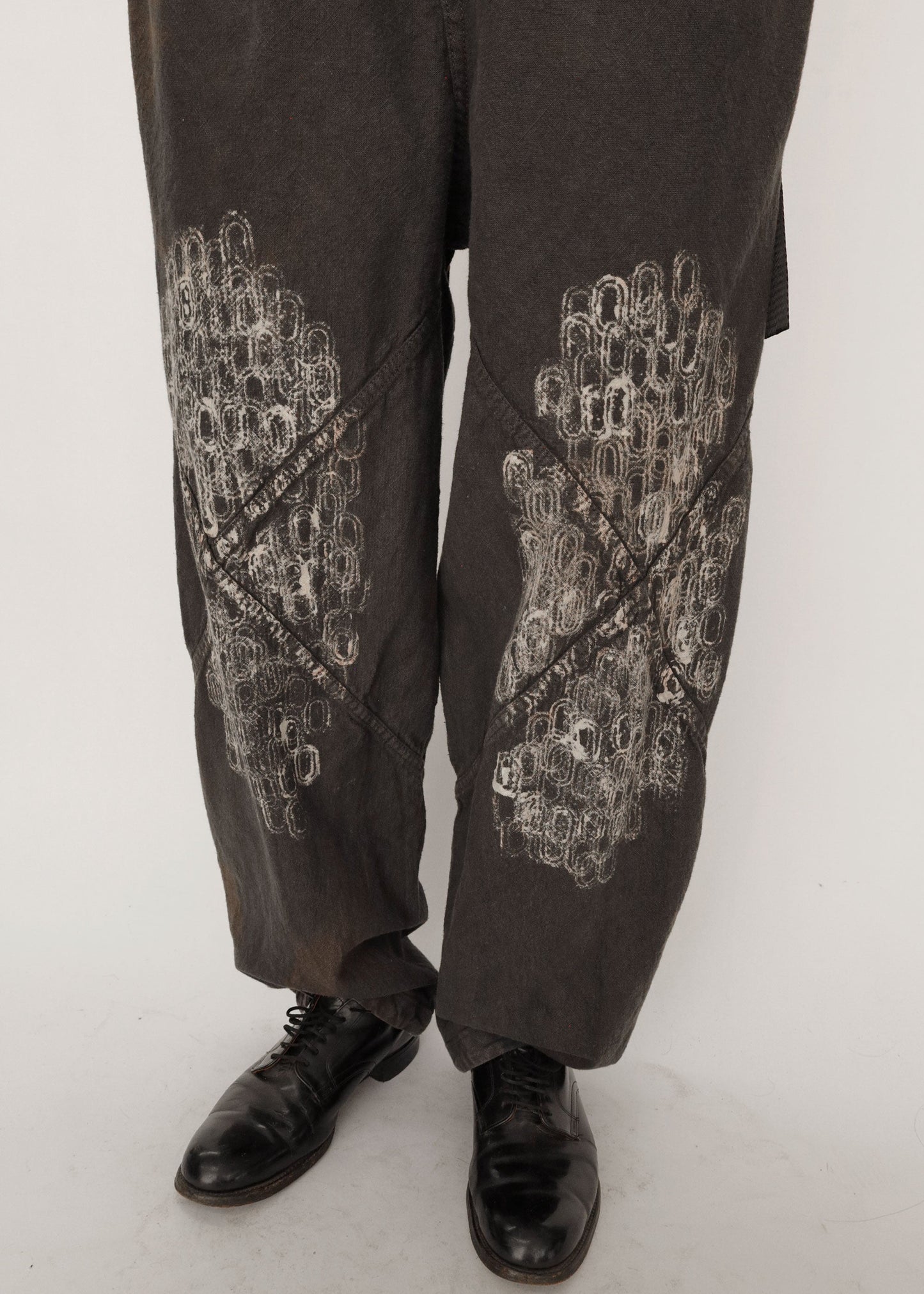 Hand Stamped One Mile Linen Pants BLK L