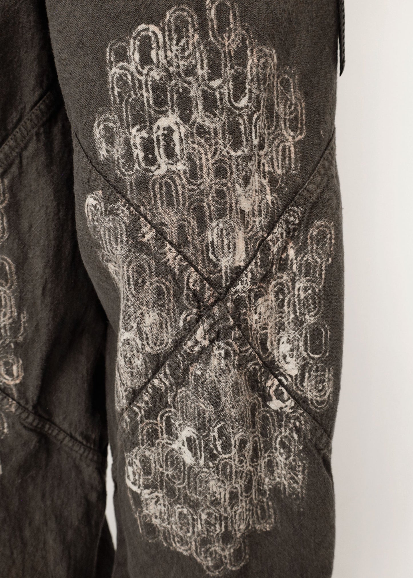 Hand Stamped One Mile Linen Pants BLK L