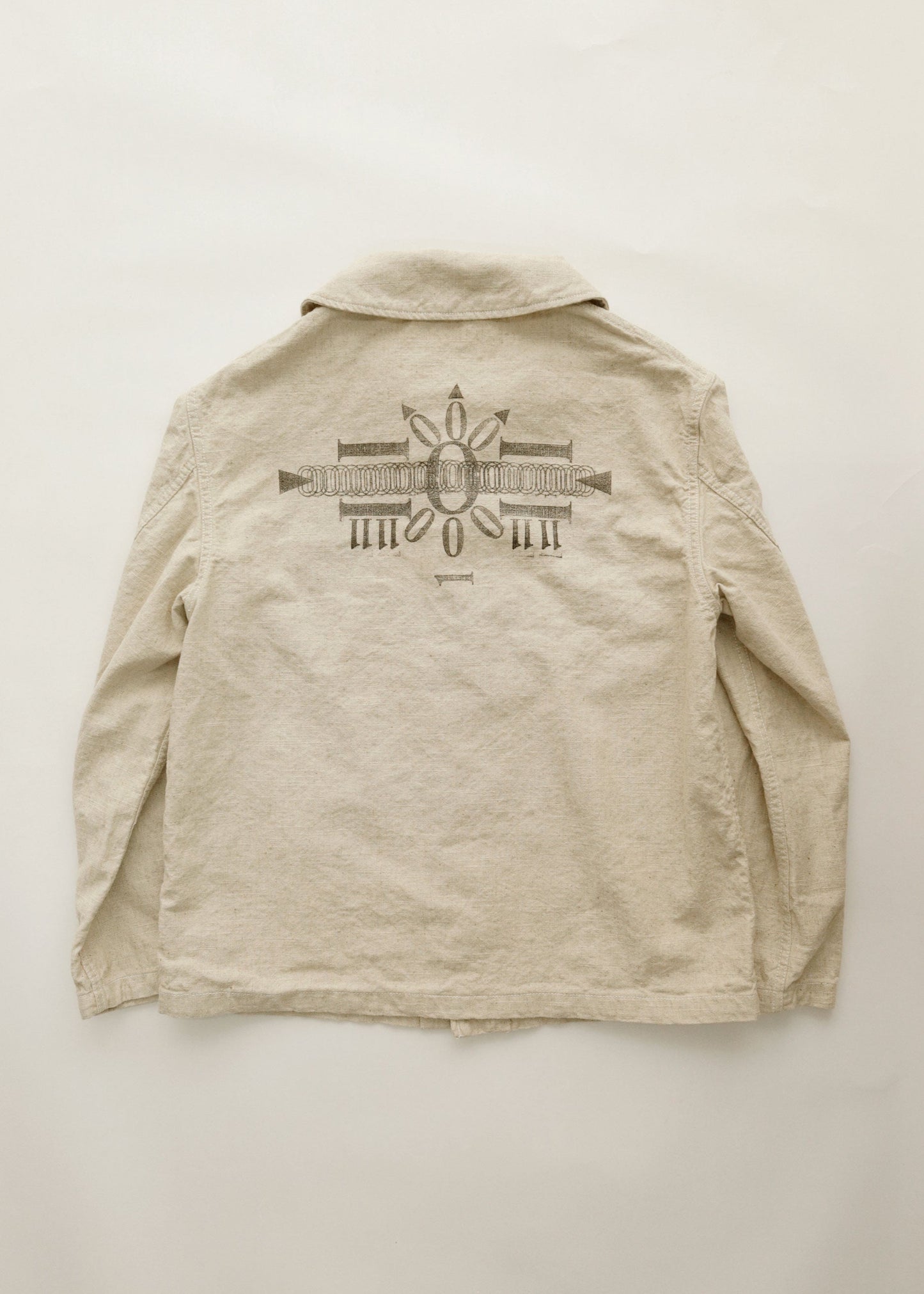 Hand Stamped One Mile Linen Jacket Ivory L