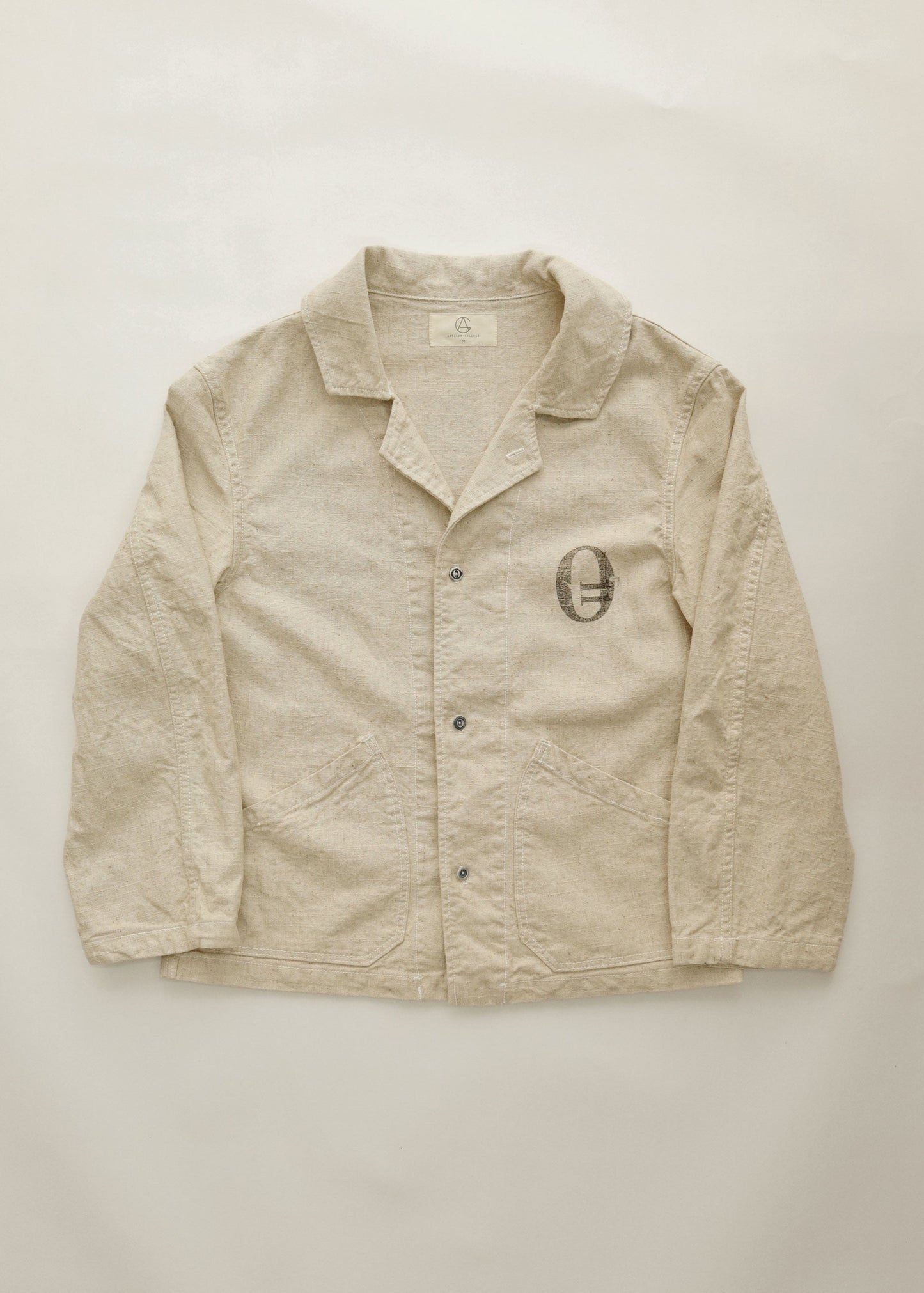 Hand Stamped One Mile Linen Jacket Ivory M