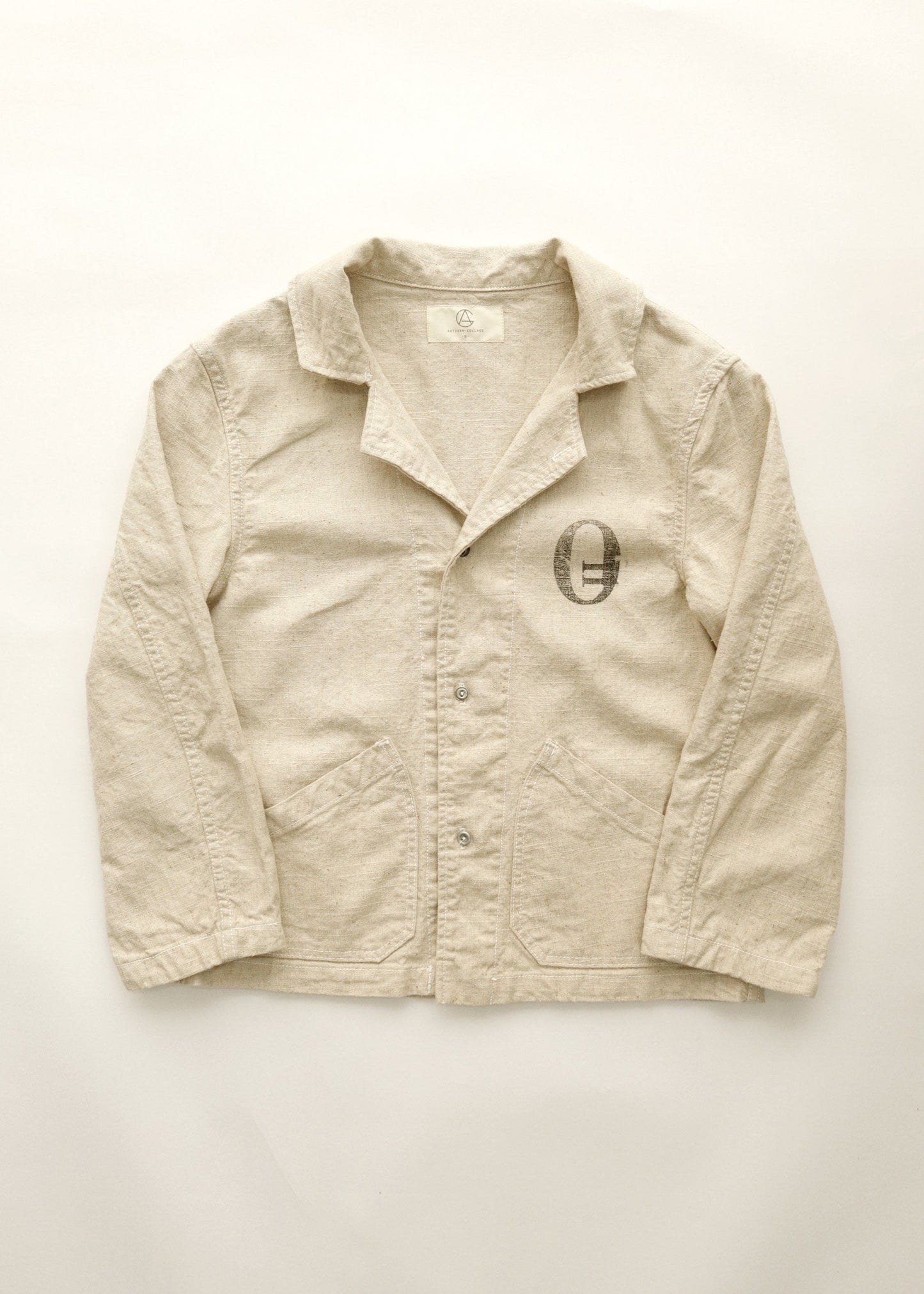Hand Stamped One Mile Linen Jacket Ivory S