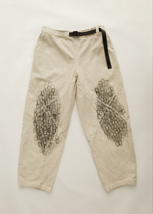 Hand Stamped One Mile Linen Pants Ivory M