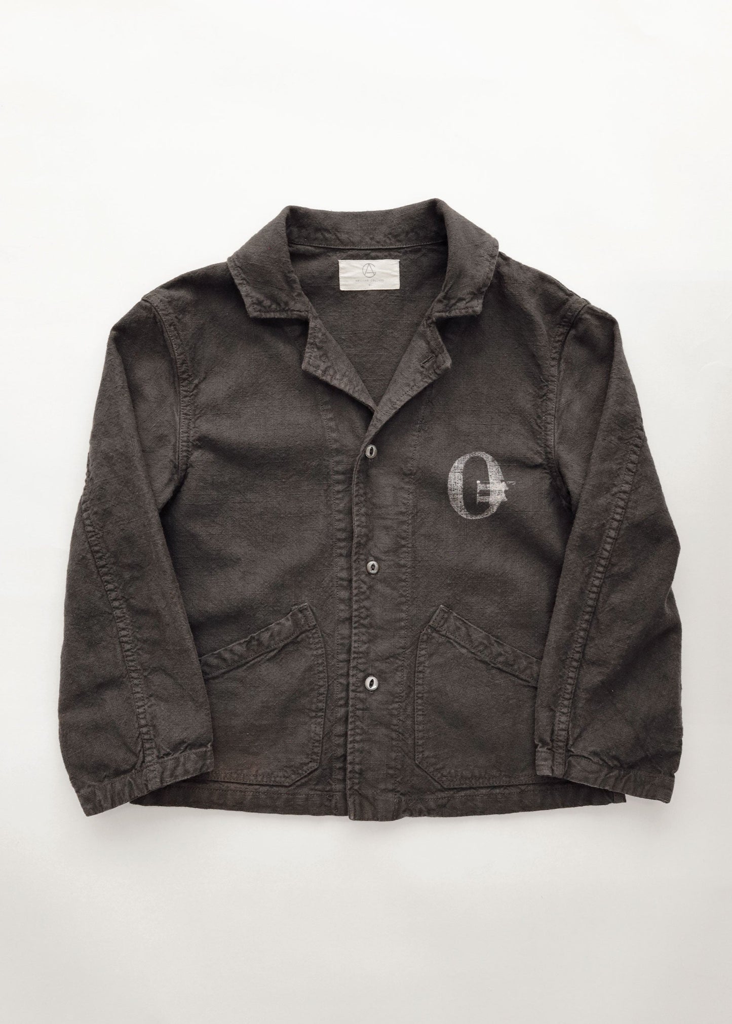 Hand Stamped One Mile Linen Jacket BLK S