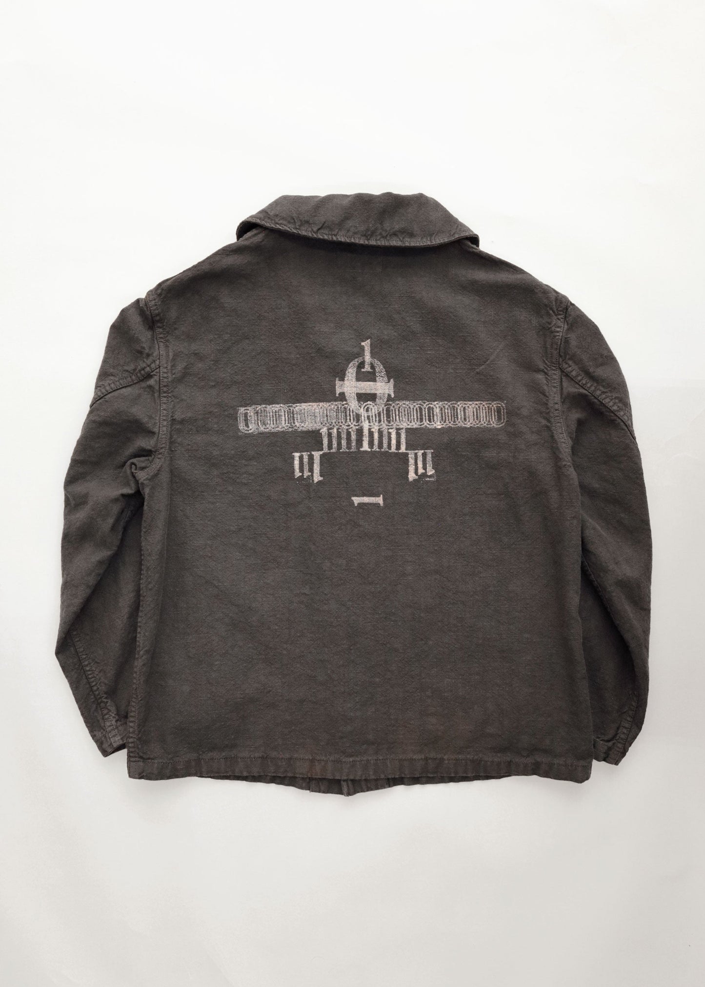 Hand Stamped One Mile Linen Jacket BLK L