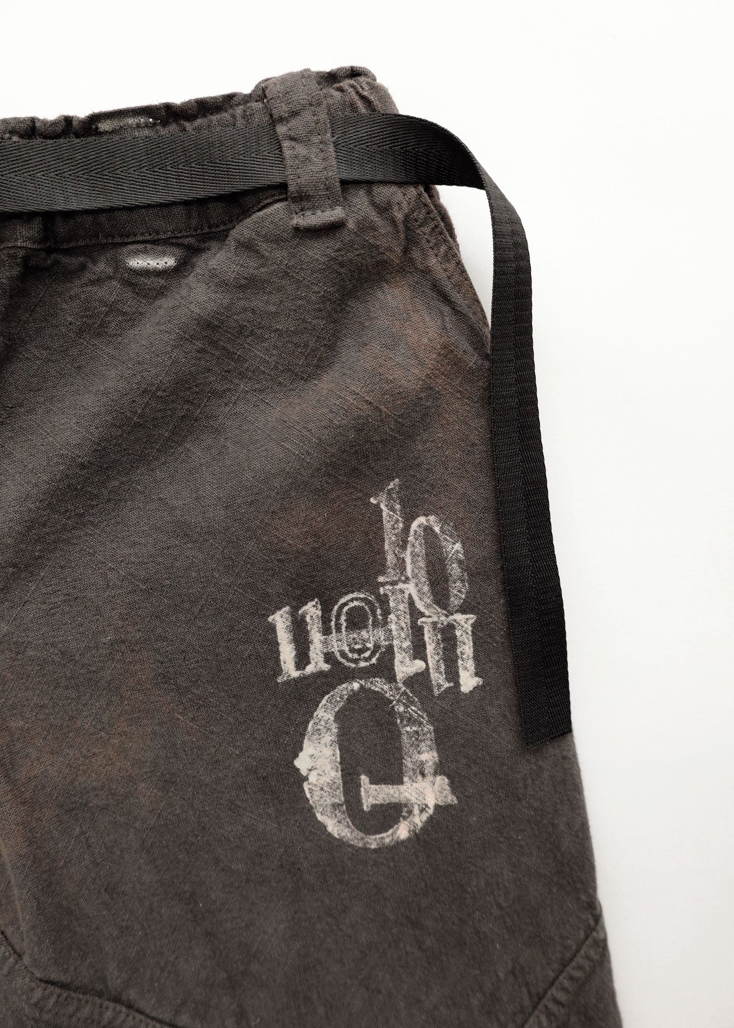 Hand Stamped One Mile Linen Pants BLK S