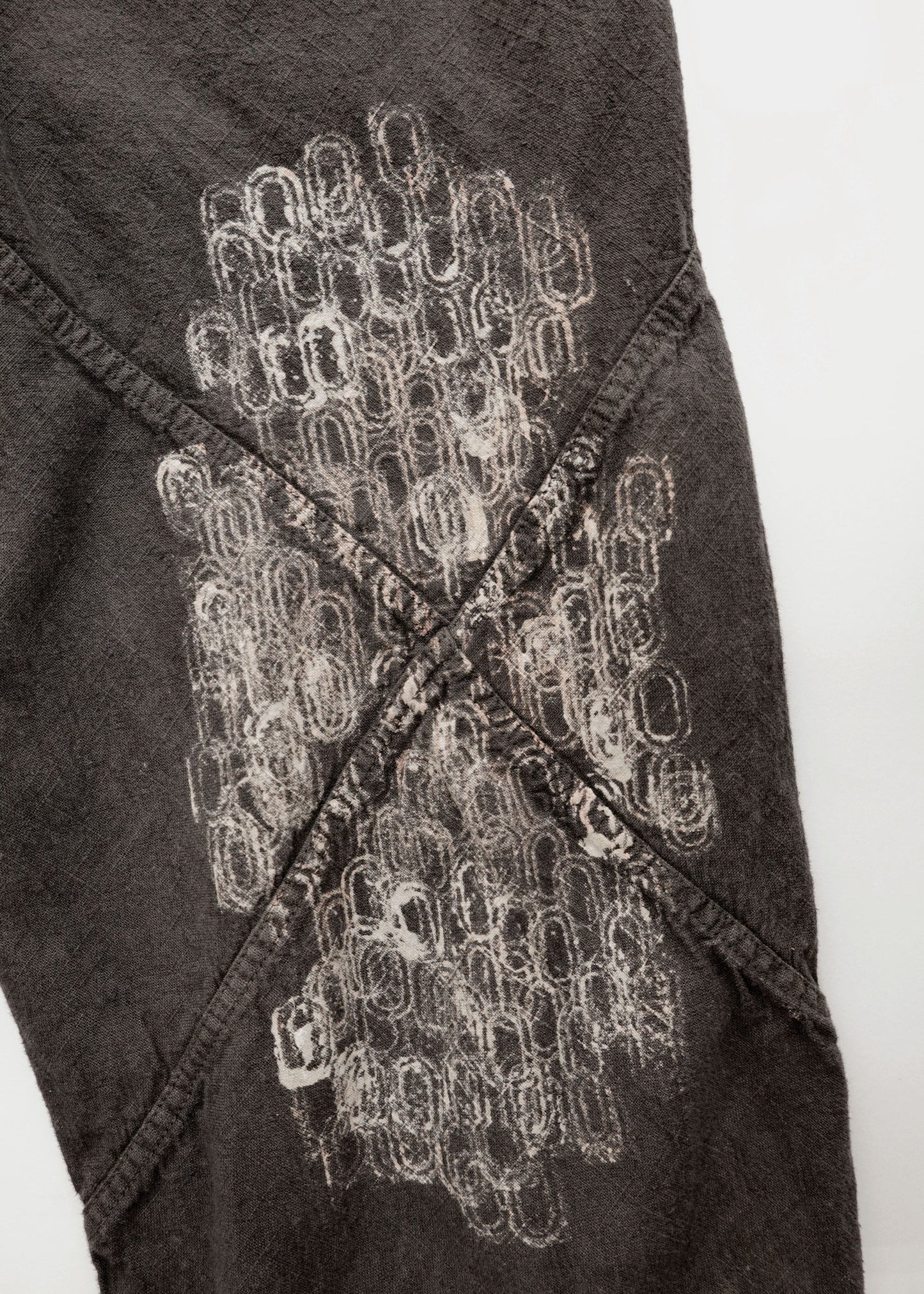 Hand Stamped One Mile Linen Pants BLK L