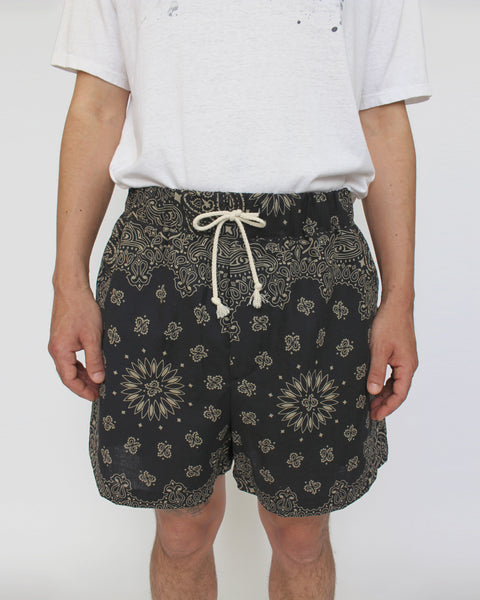 Paisley Bandana Shorts "Black"