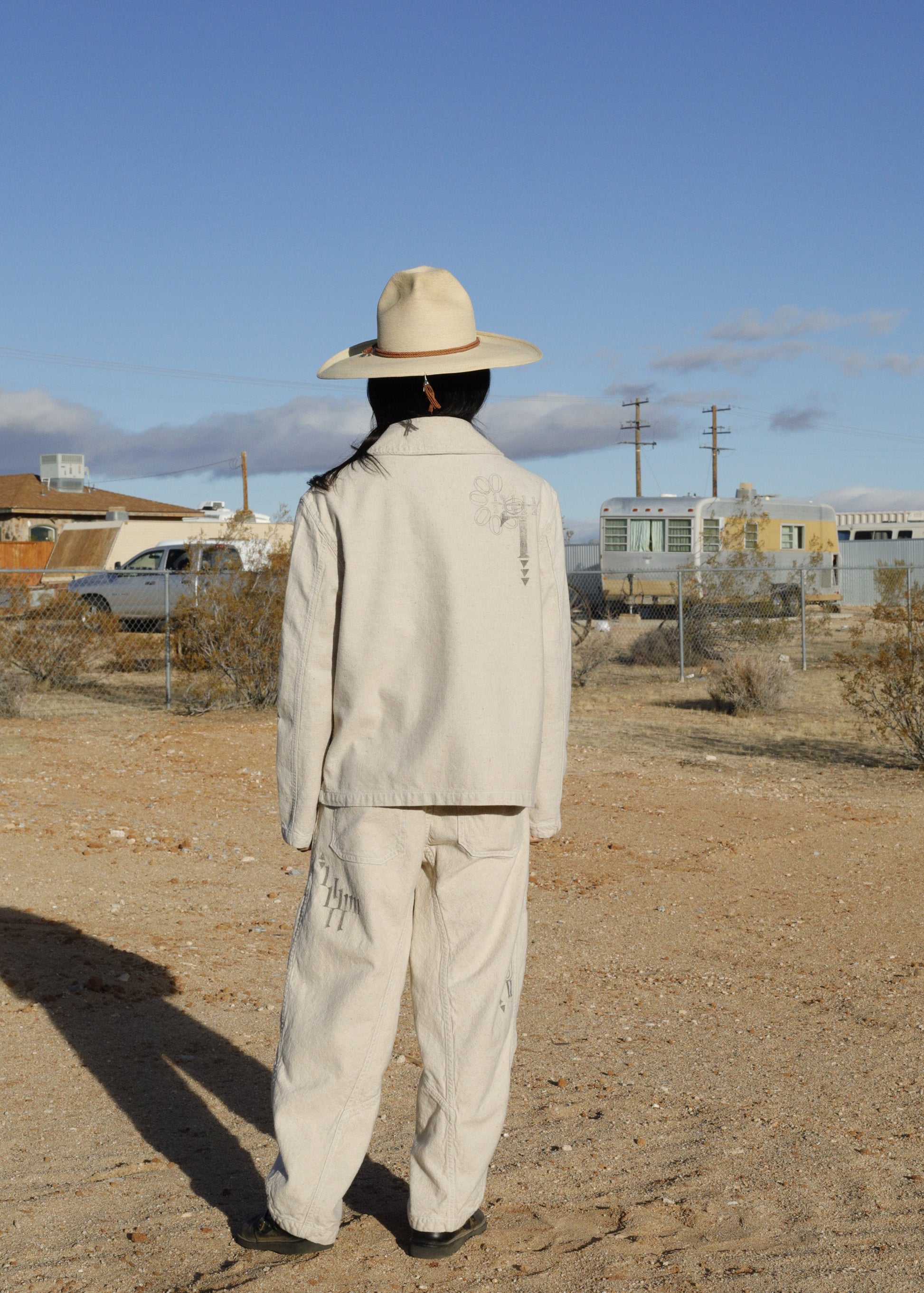 Hand Stamped One Mile Linen Jacket