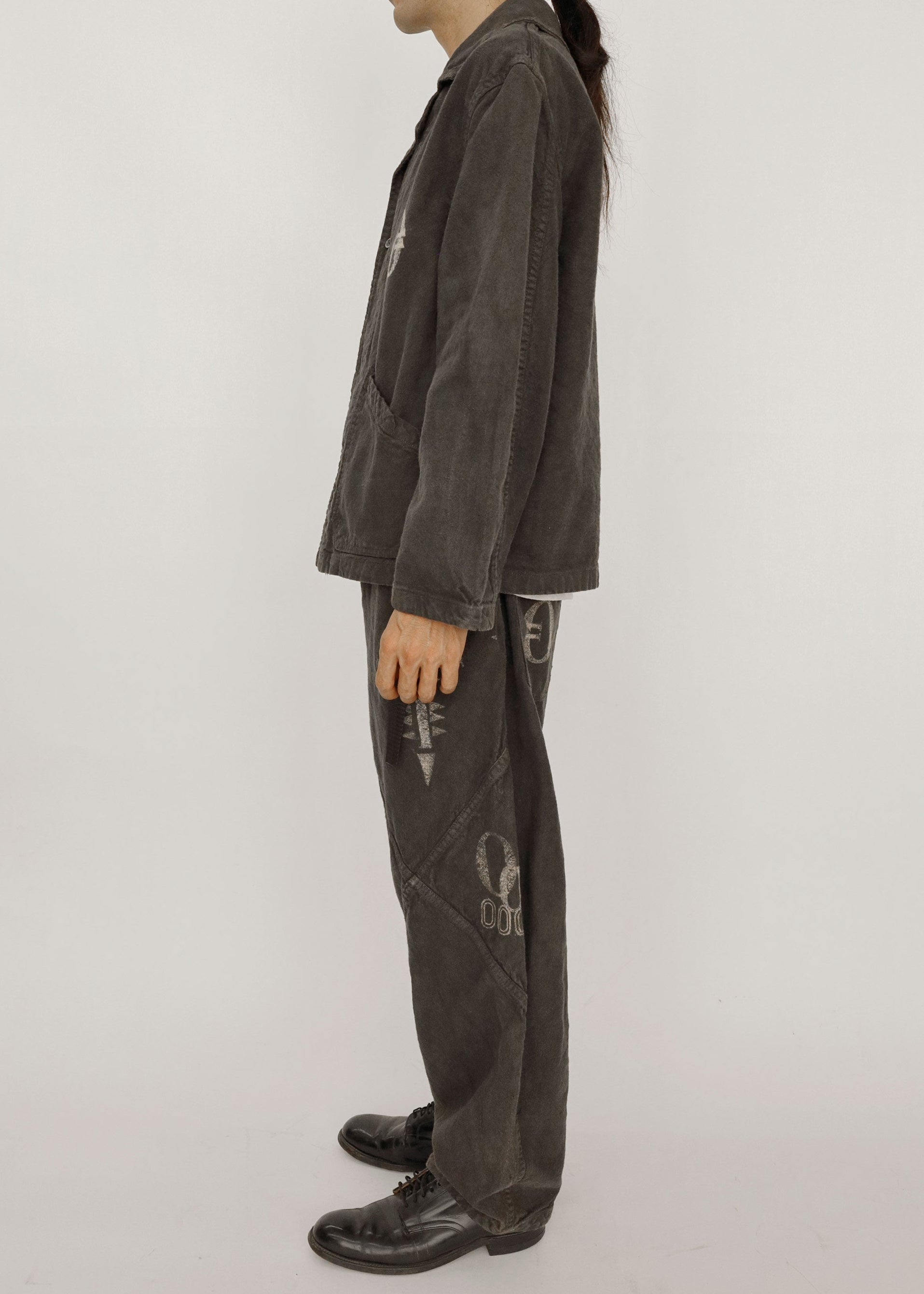 Hand Stamped One Mile Linen Pants BLK M