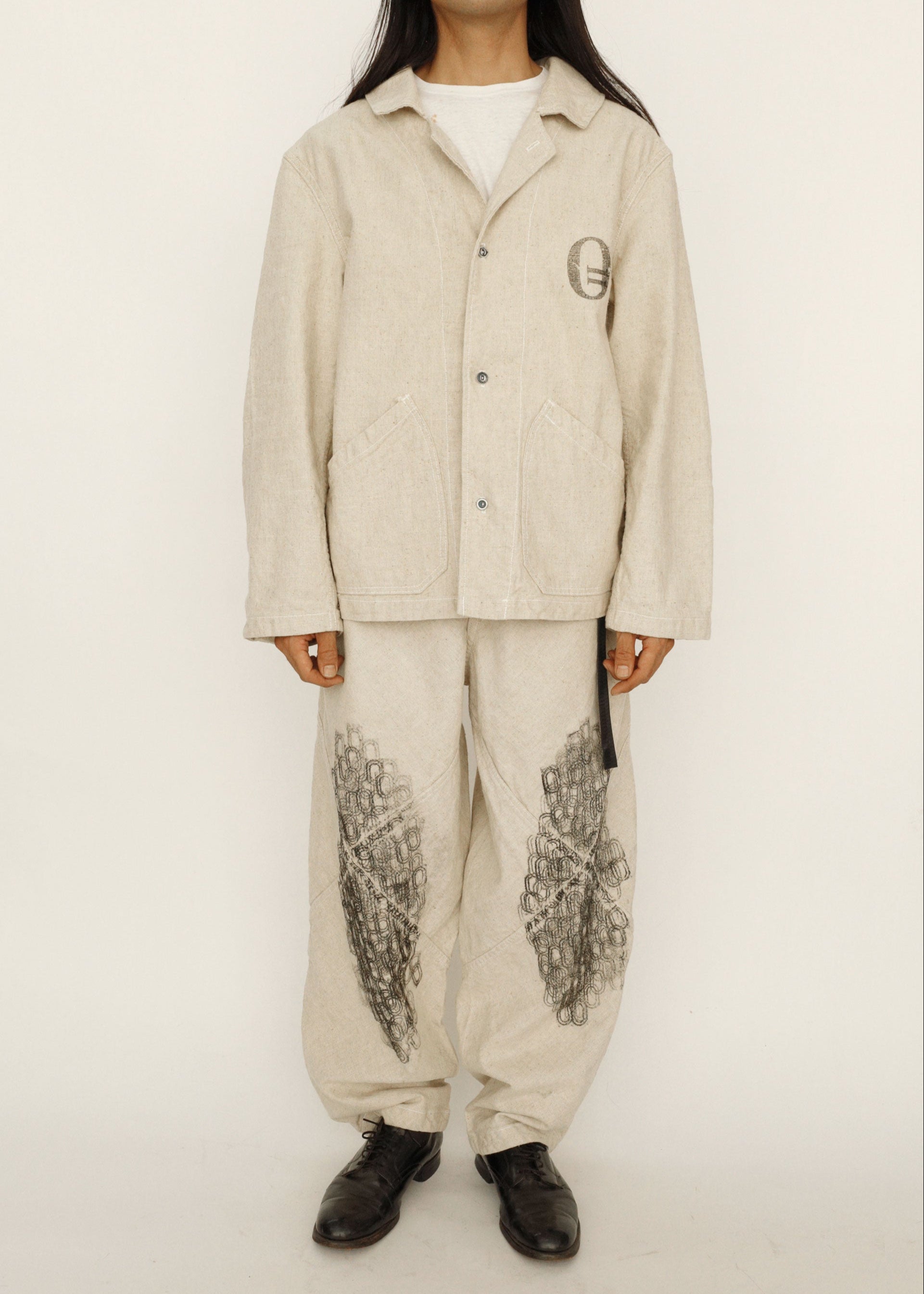 Hand Stamped One Mile Linen Pants Ivory M