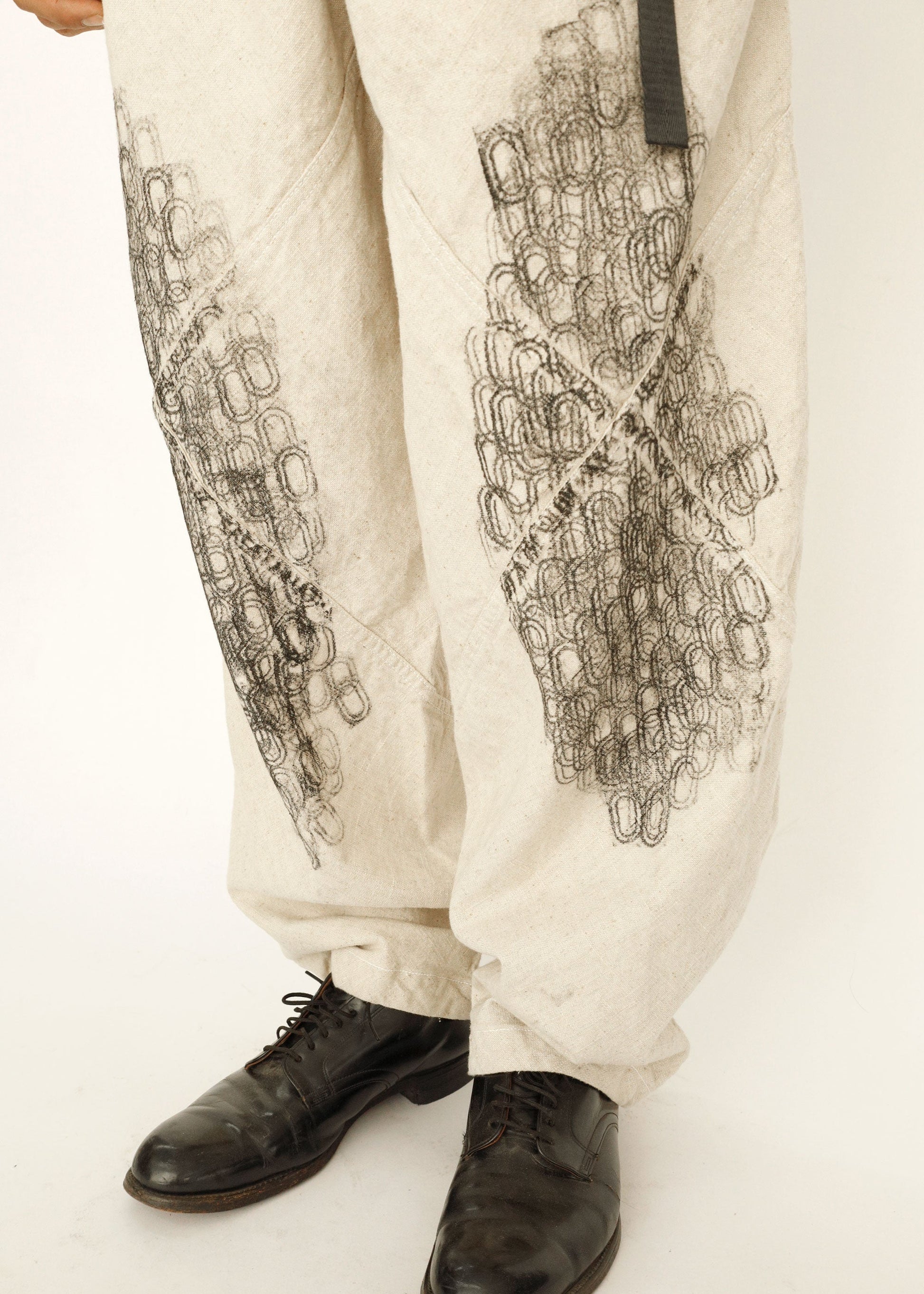 Hand Stamped One Mile Linen Pants Ivory M