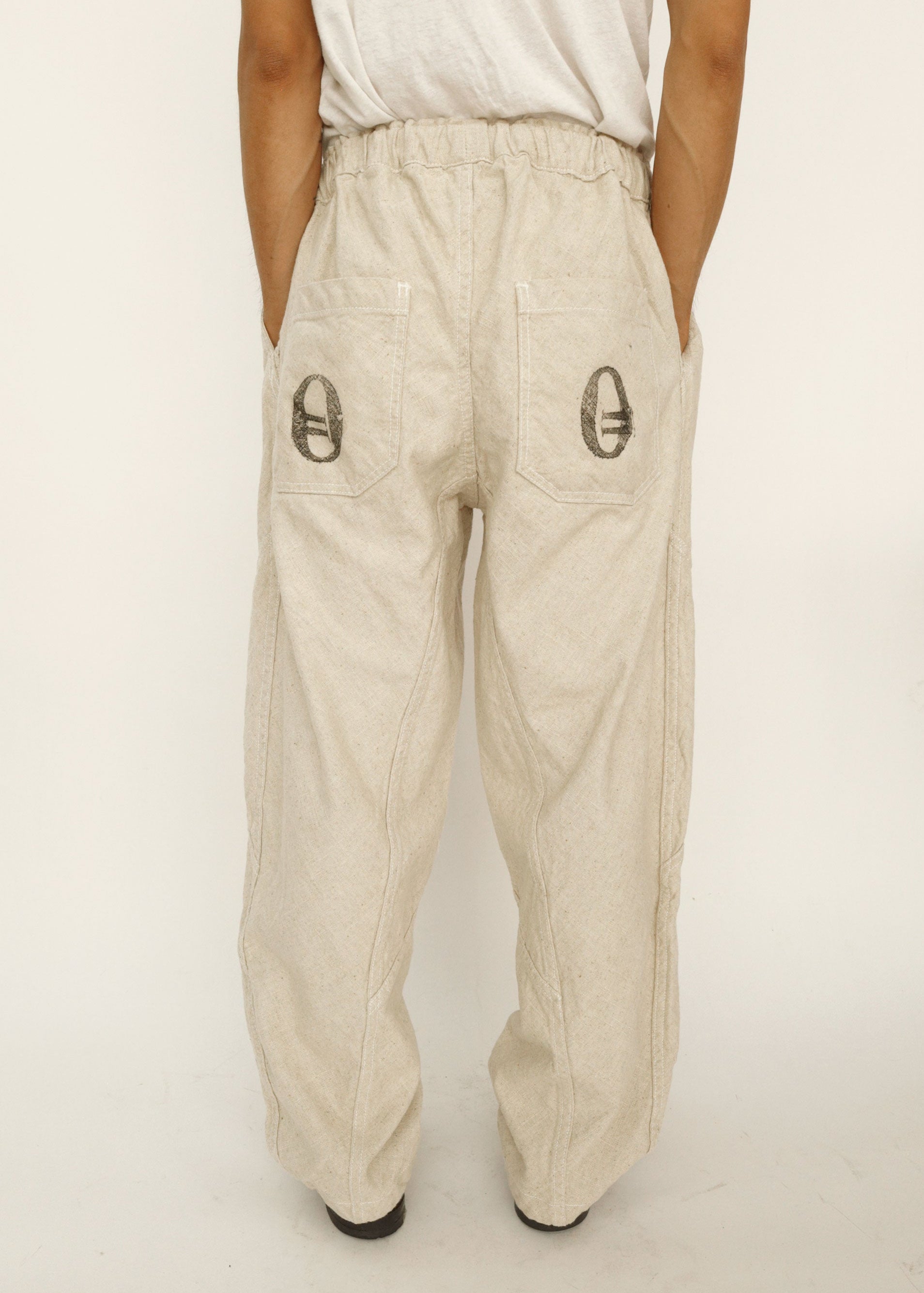 Hand Stamped One Mile Linen Pants Ivory M