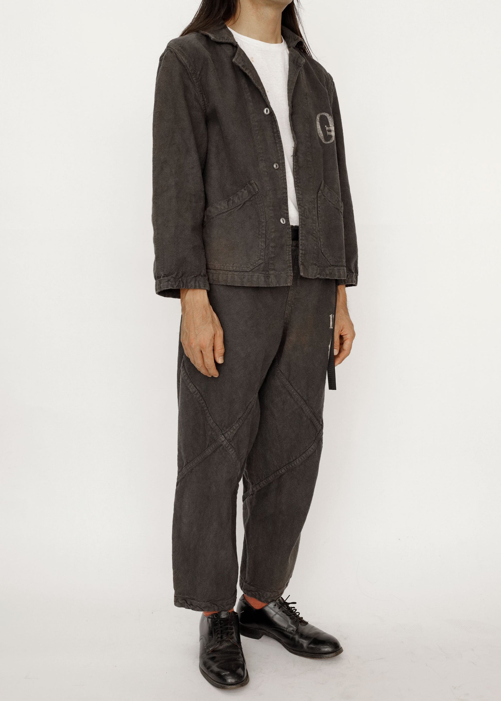 Hand Stamped One Mile Linen Pants  BLK S