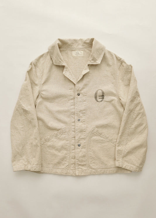 Hand Stamped One Mile Linen Jacket  Ivory L