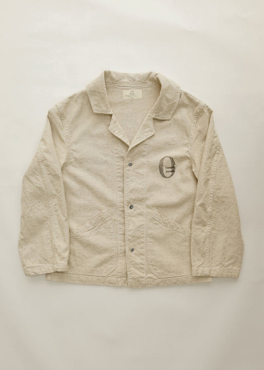 Hand Stamped One Mile Linen Jacket  Ivory M
