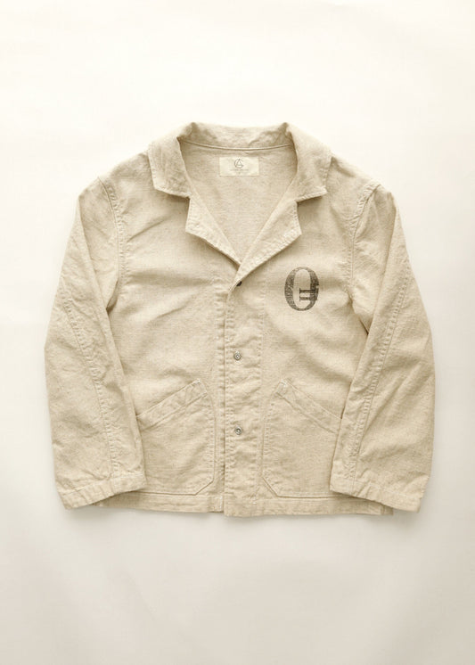 Hand Stamped One Mile Linen Jacket  Ivory S