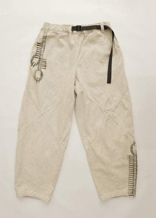 Hand Stamped One Mile Linen Pants Ivory L