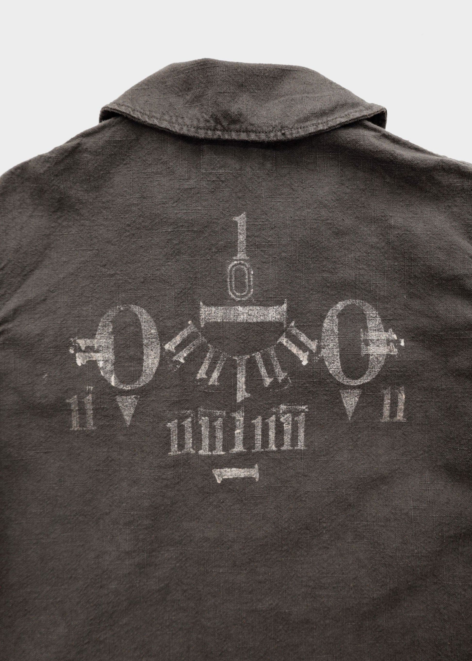 Hand Stamped One Mile Linen Jacket  BLK S