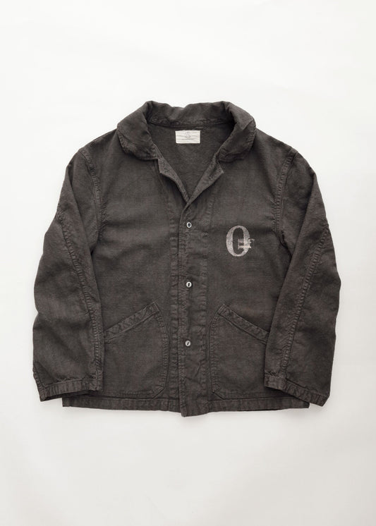 Hand Stamped One Mile Linen Jacket BLK L