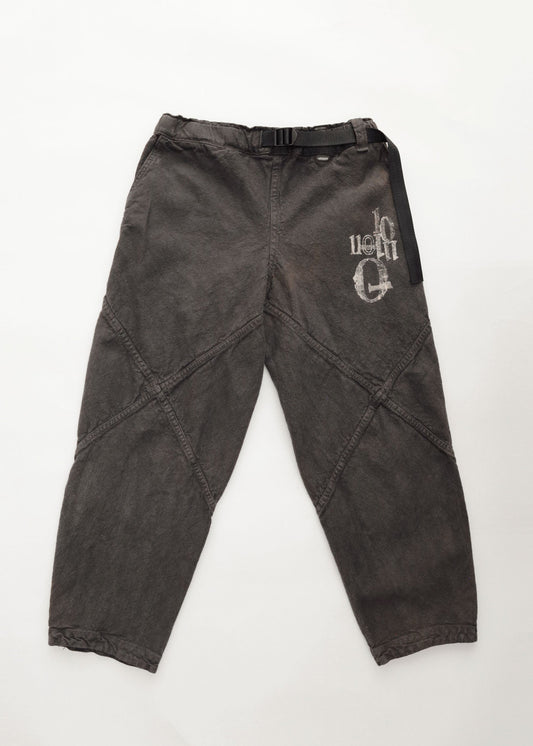 Hand Stamped One Mile Linen Pants  BLK S
