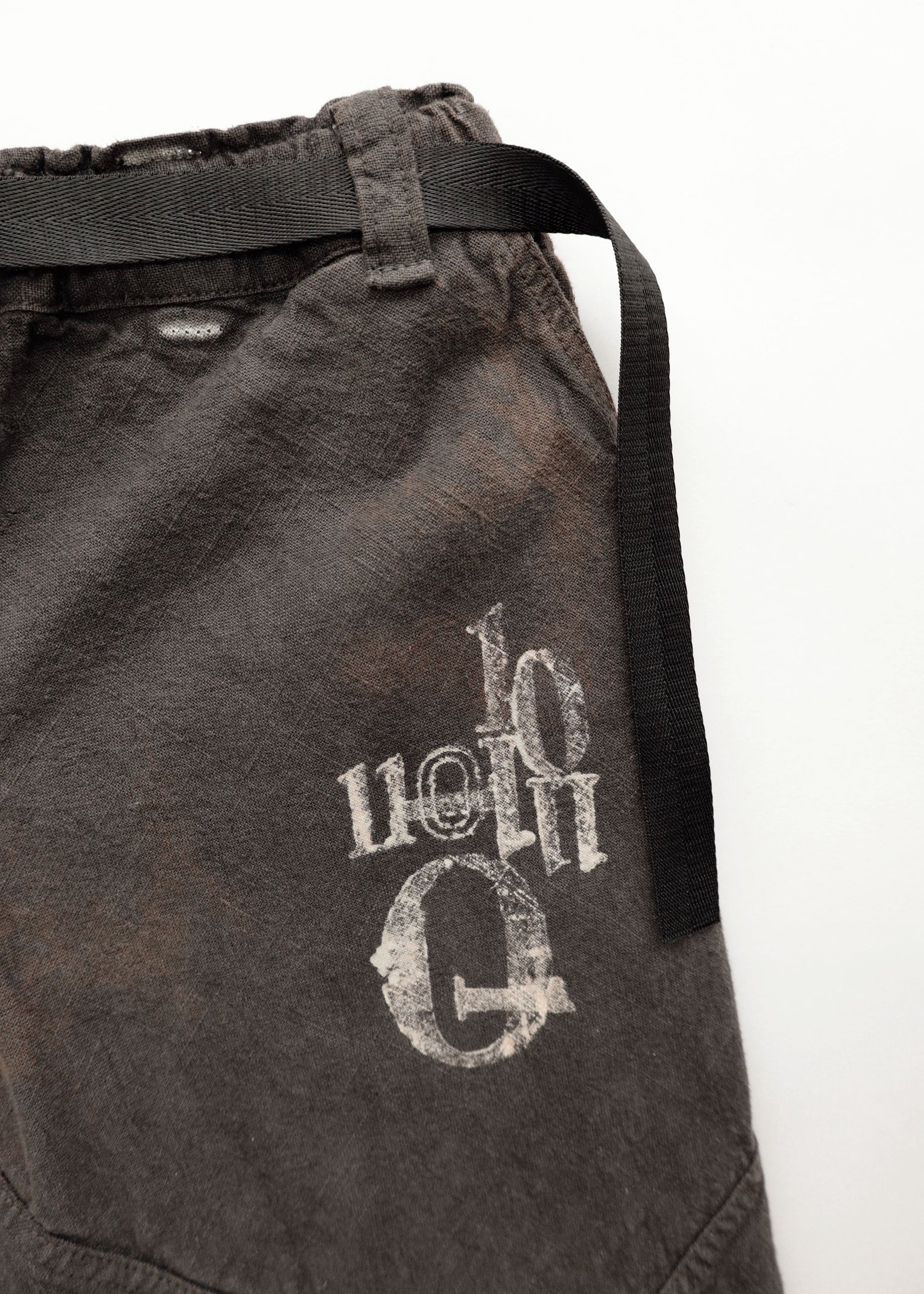 Hand Stamped One Mile Linen Pants  BLK S