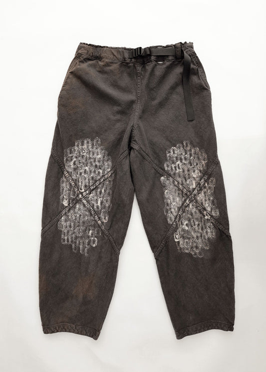 Hand Stamped One Mile Linen Pants BLK L