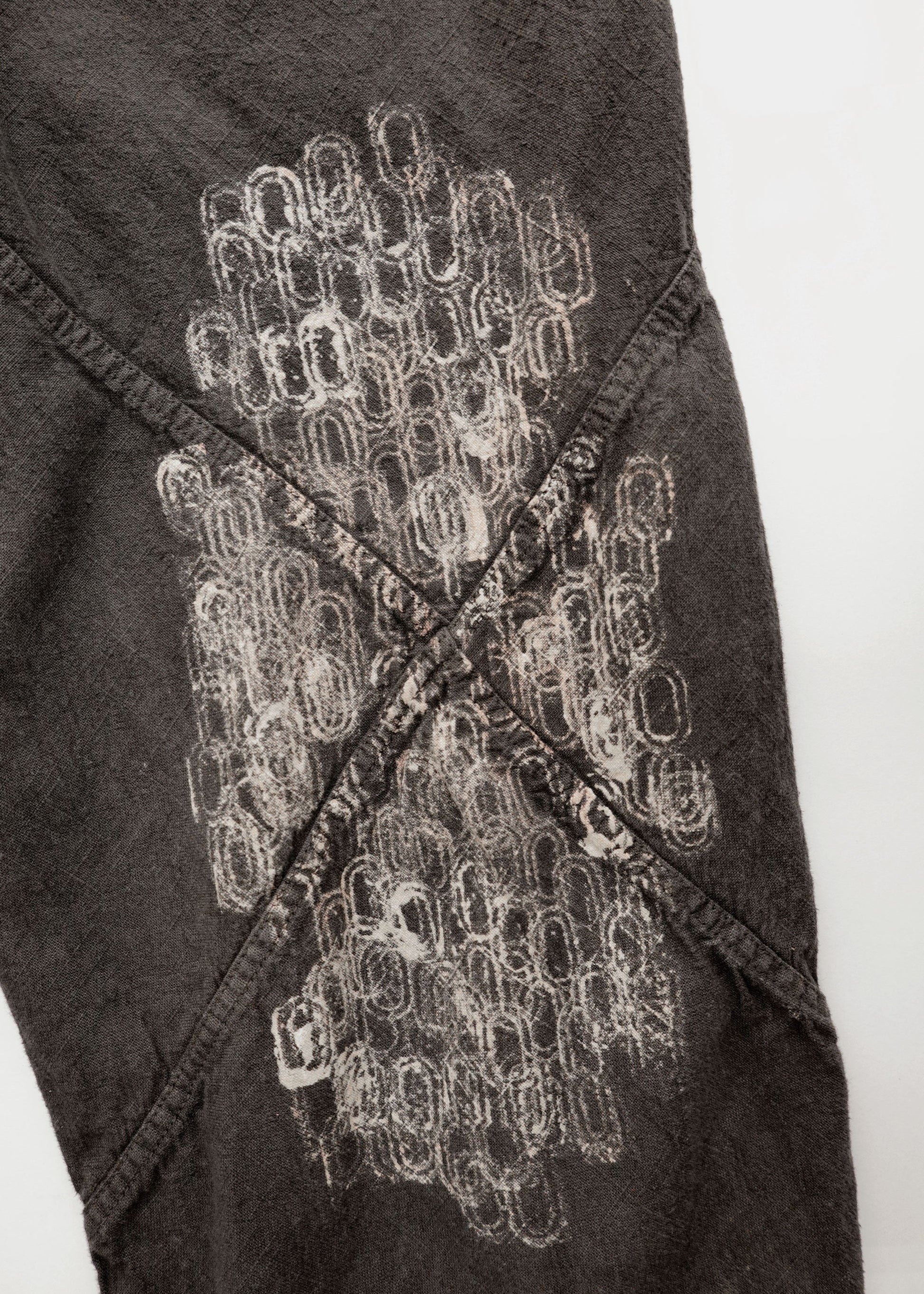 Hand Stamped One Mile Linen Pants BLK L