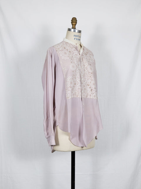 Bandana Patched Collarless Silk Shirts No2 - Artisan Collage
