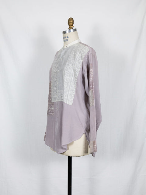 Bandana Patched Collarless Silk Shirts No1 - Artisan Collage